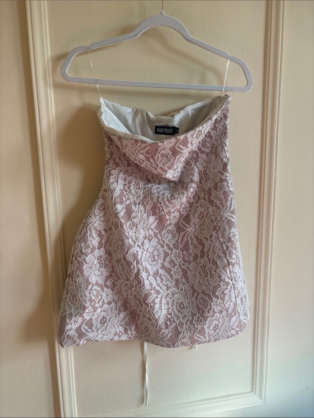 Babyboo Strapless Blush Lace Dress